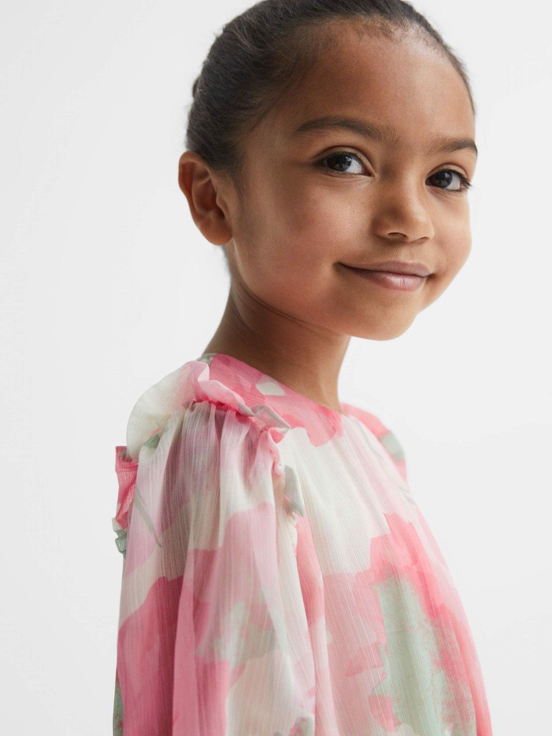 Reiss 4-9 yrs Printed Tiered Dress in Pink Print
