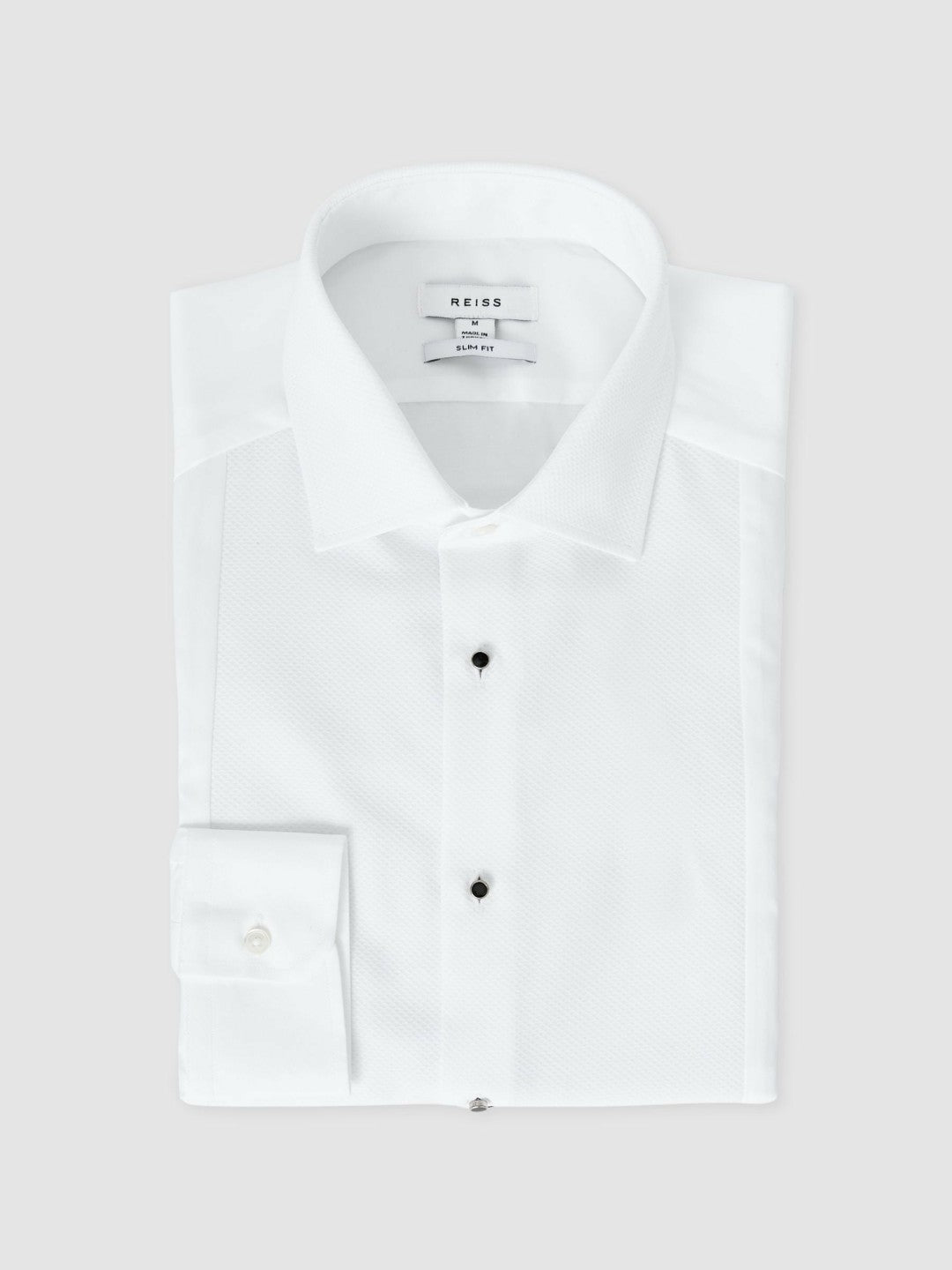 Reiss Slim Fit Cotton Marcella Tuxedo Shirt in White