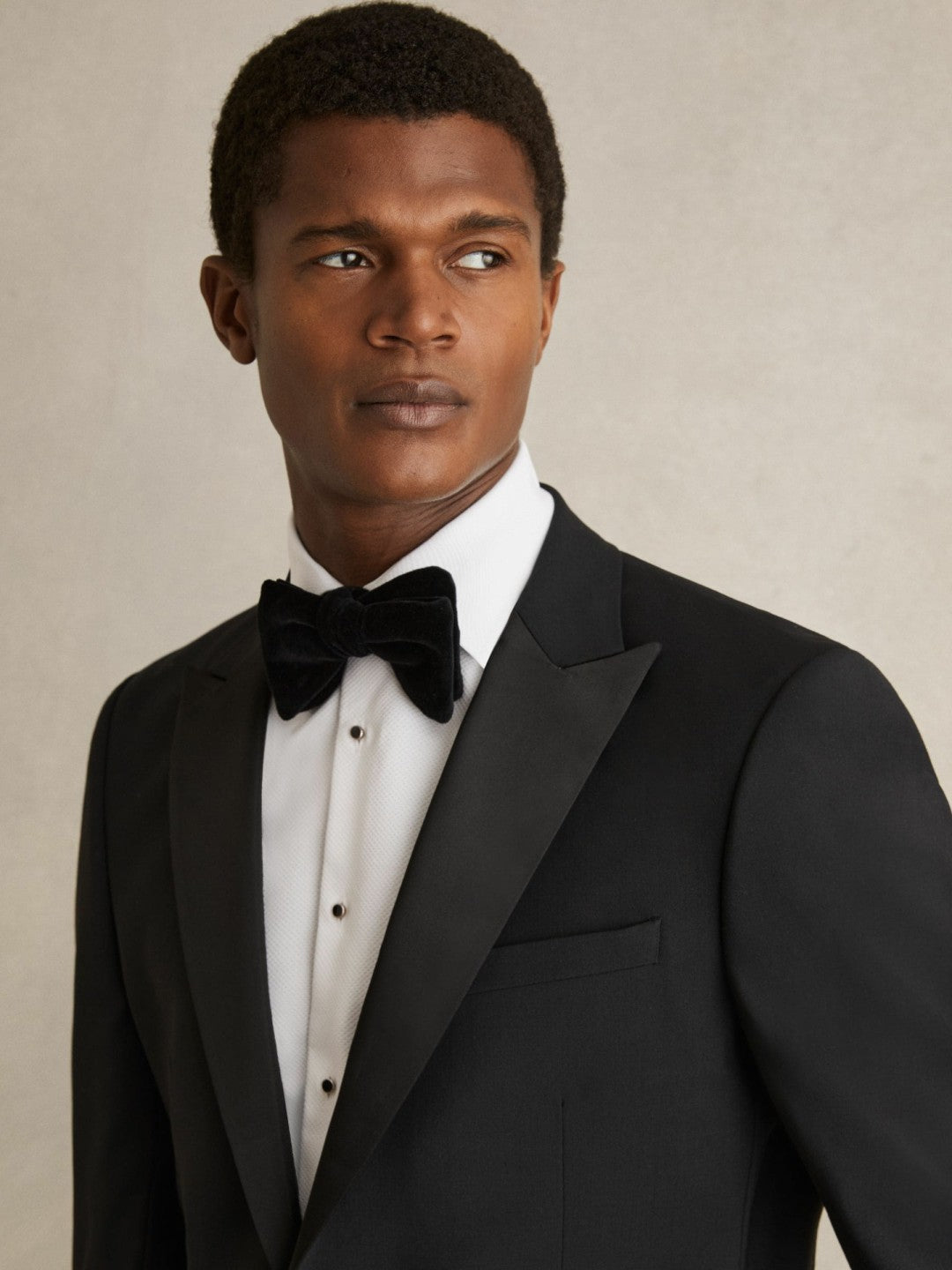 Reiss Slim Fit Cotton Marcella Tuxedo Shirt in White