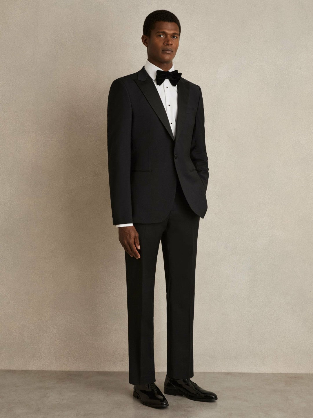 Reiss Slim Fit Cotton Marcella Tuxedo Shirt in White