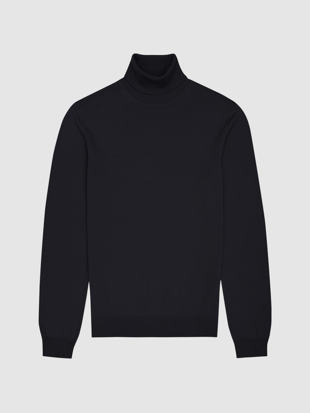 Reiss Slim Fit Merino Wool Roll Neck Jumper in Navy