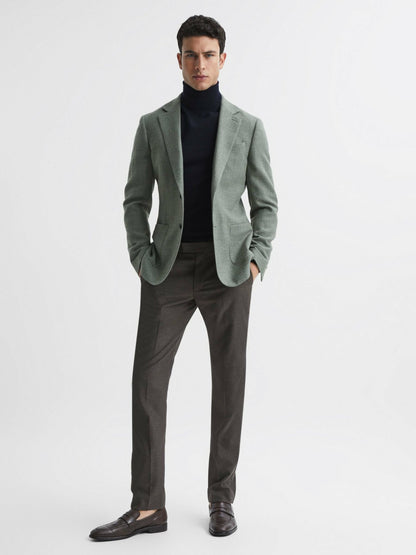 Reiss Slim Fit Merino Wool Roll Neck Jumper in Navy