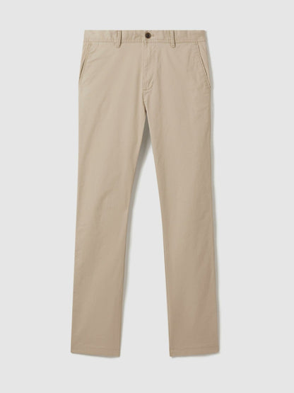 Reiss Slim Fit Washed Cotton Blend Chinos in Stone