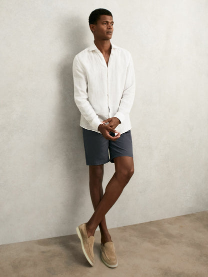 Reiss Cotton Chino Shorts with Stretch in Airforce Blue