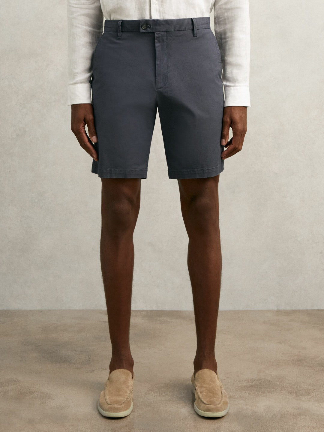Reiss Cotton Chino Shorts with Stretch in Airforce Blue