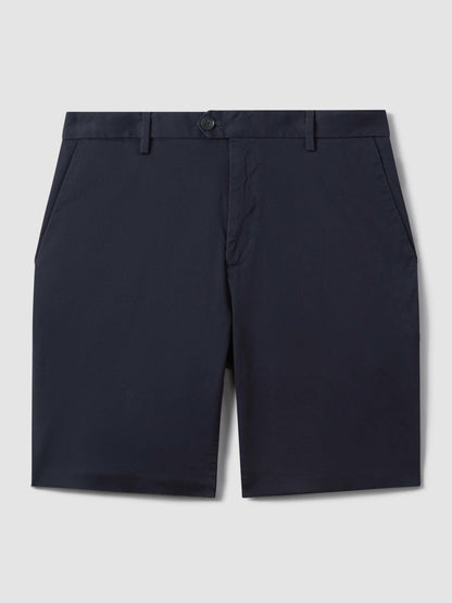 Reiss Cotton Chino Shorts with Stretch in Navy