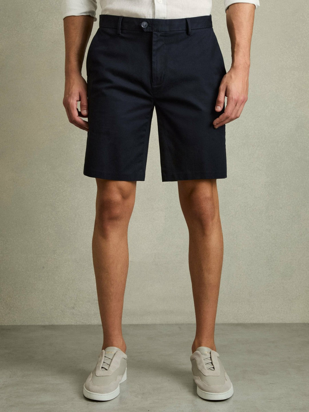 Reiss Cotton Chino Shorts with Stretch in Navy
