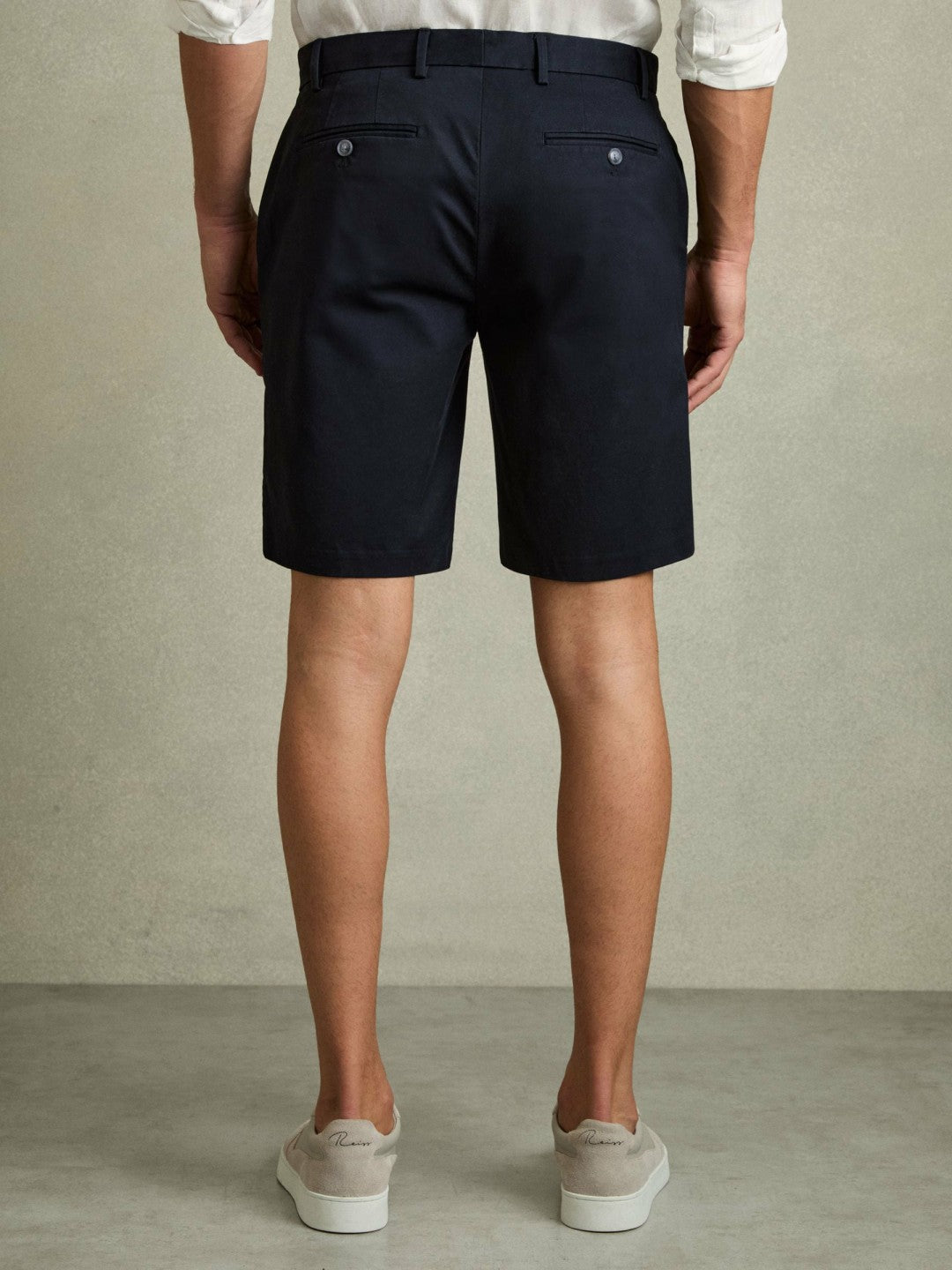 Reiss Cotton Chino Shorts with Stretch in Navy