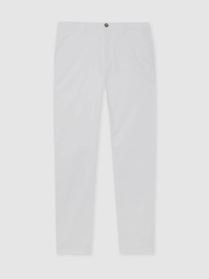Reiss Slim Fit Washed Cotton Blend Chinos in White