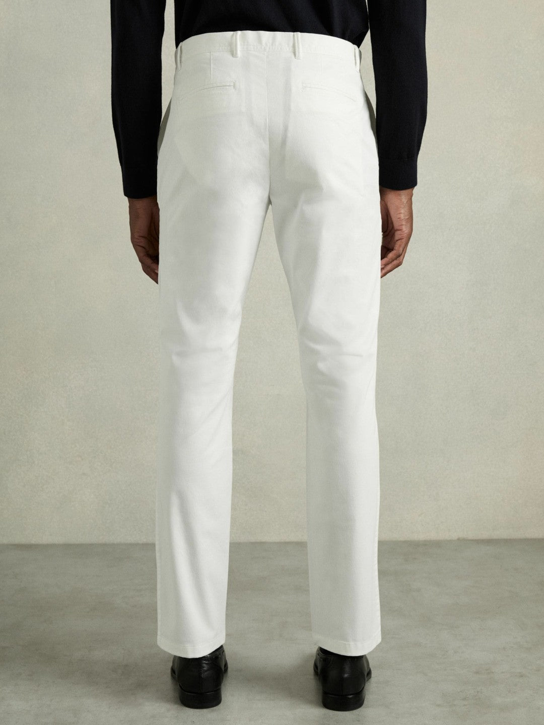 Reiss Slim Fit Washed Cotton Blend Chinos in White