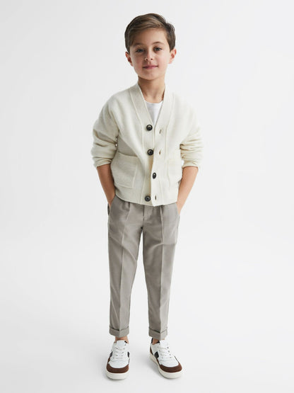 Reiss 9-14 yrs Relaxed Elasticated Trousers with Turn-Ups in Taupe