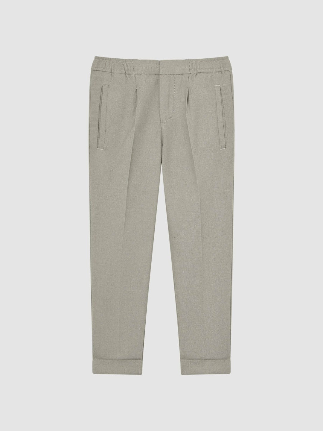 Reiss 9-14 yrs Relaxed Elasticated Trousers with Turn-Ups in Taupe