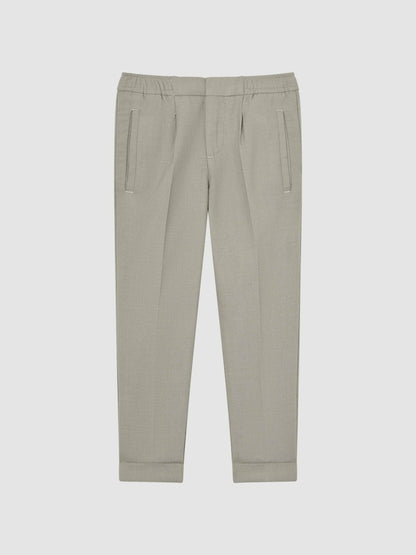Reiss 9-14 yrs Relaxed Elasticated Trousers with Turn-Ups in Taupe