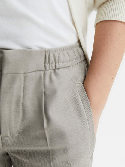 Reiss 9-14 yrs Relaxed Elasticated Trousers with Turn-Ups in Taupe