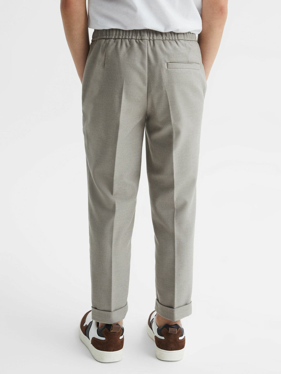 Reiss 9-14 yrs Relaxed Elasticated Trousers with Turn-Ups in Taupe