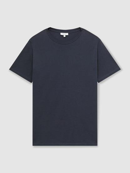 Reiss Cotton Crew Neck T-Shirt in Airforce Blue