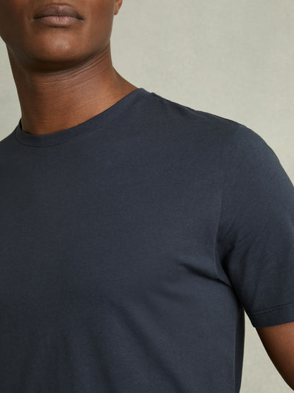 Reiss Cotton Crew Neck T-Shirt in Airforce Blue