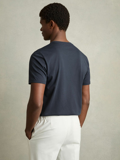 Reiss Cotton Crew Neck T-Shirt in Airforce Blue