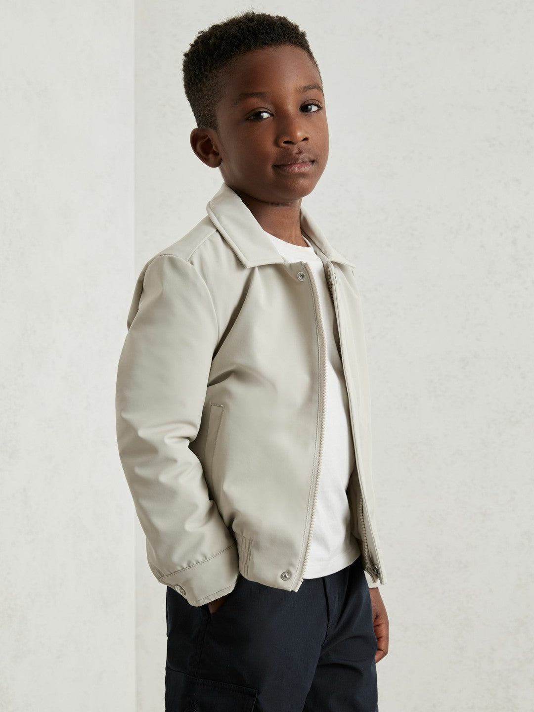 Reiss 13-14 yrs Zip Through Harrington Jacket in Natural