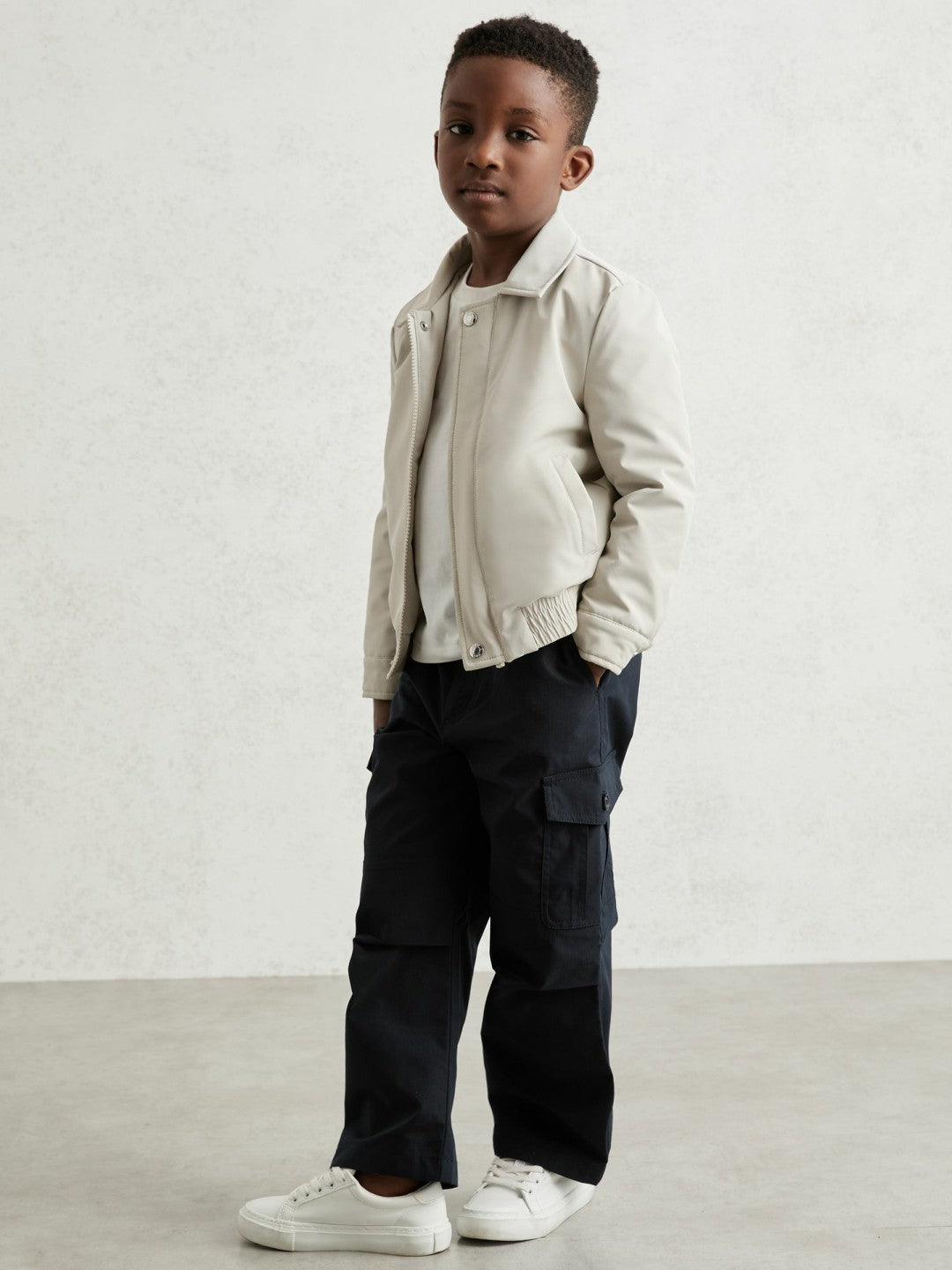 Reiss 13-14 yrs Zip Through Harrington Jacket in Natural