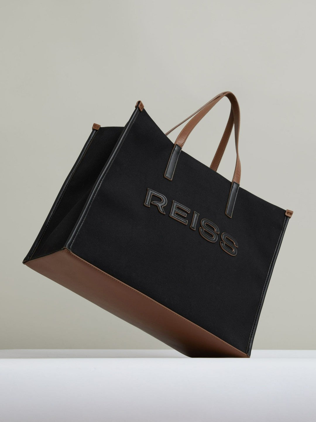Reiss Canvas Logo Tote Bag in Black
