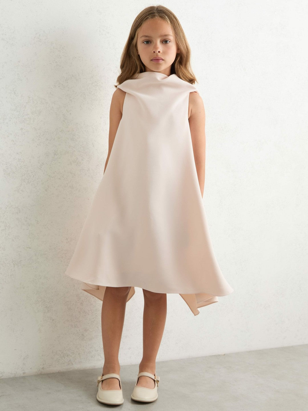 Reiss 3-9 yrs High-Neck Drape Back Dress in Pink