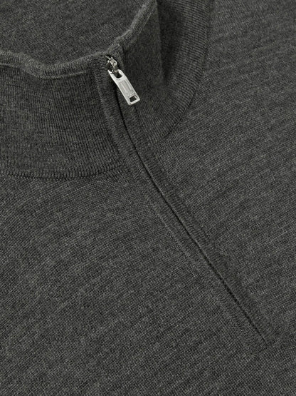 Reiss Merino Wool Half-Zip Jumper in Derby Grey Marl