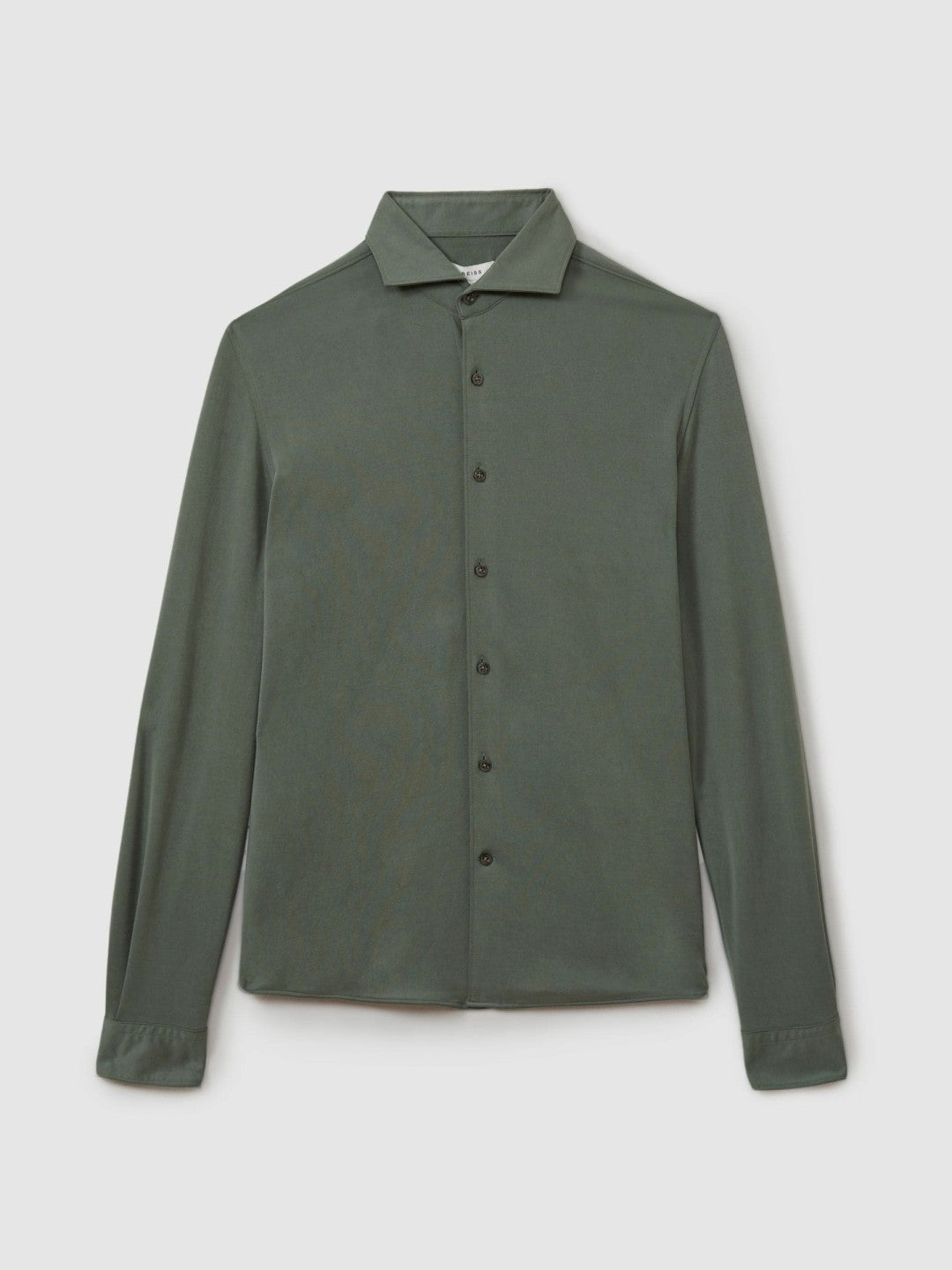 Reiss Modal Blend Cutaway Collar Shirt in Green Smoke