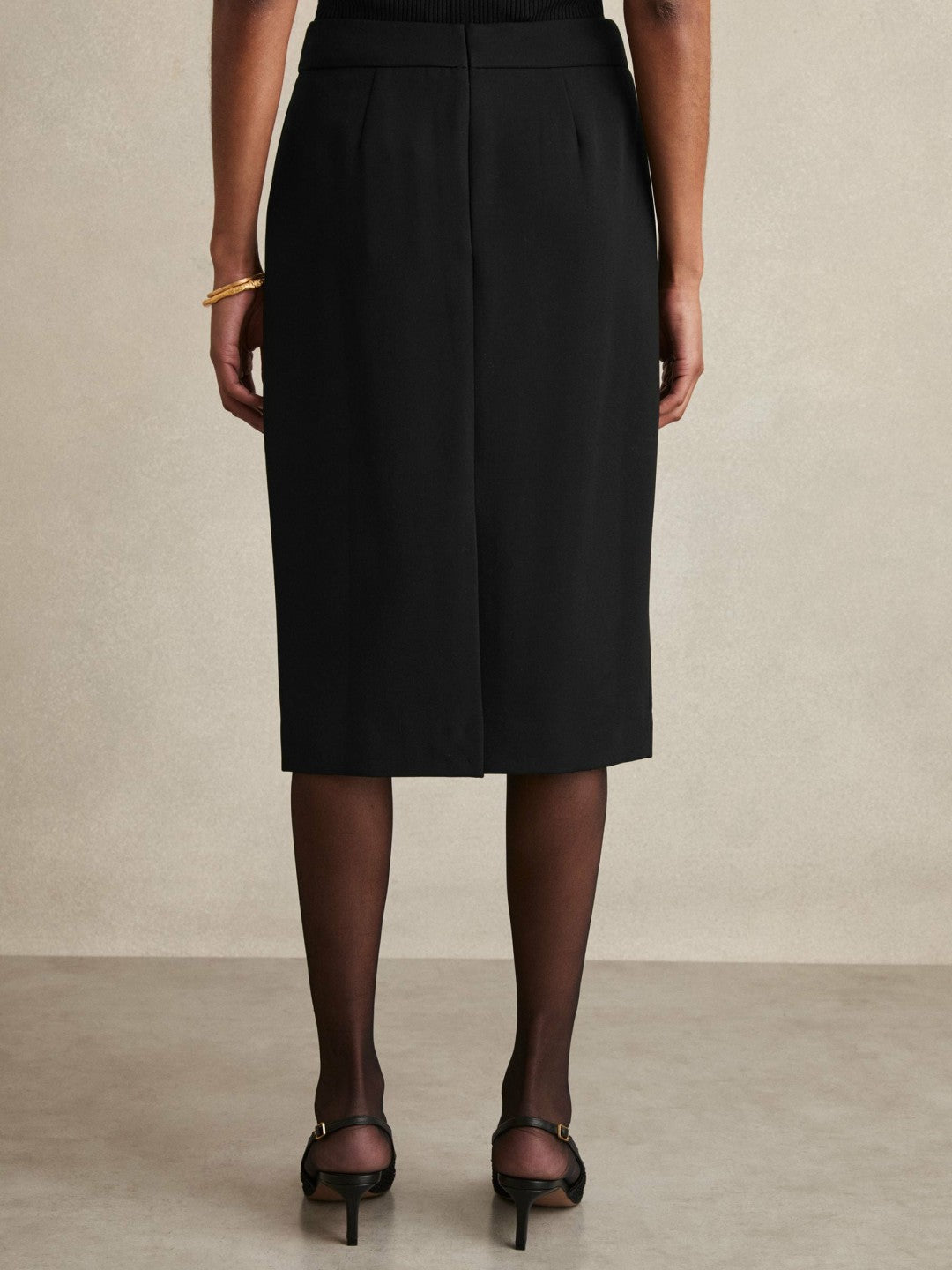 Reiss Petite Tailored Midi Suit Skirt in Black
