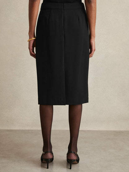 Reiss Petite Tailored Midi Suit Skirt in Black
