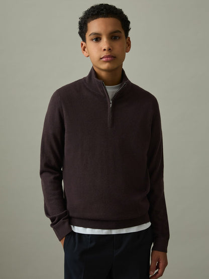 Reiss 3-9 yrs Two Pack Of Merino Wool Zip-Neck Jumpers in Navy/Dark Bordeaux