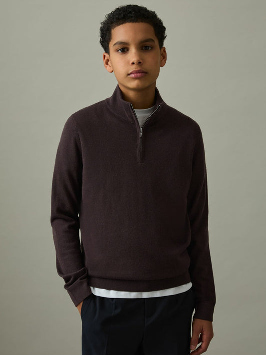 Reiss 3-9 yrs Two Pack Of Merino Wool Zip-Neck Jumpers in Navy/Dark Bordeaux