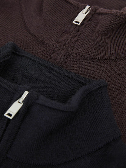 Reiss 3-9 yrs Two Pack Of Merino Wool Zip-Neck Jumpers in Navy/Dark Bordeaux