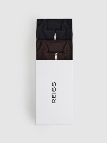 Reiss 3-9 yrs Two Pack Of Merino Wool Zip-Neck Jumpers in Navy/Dark Bordeaux