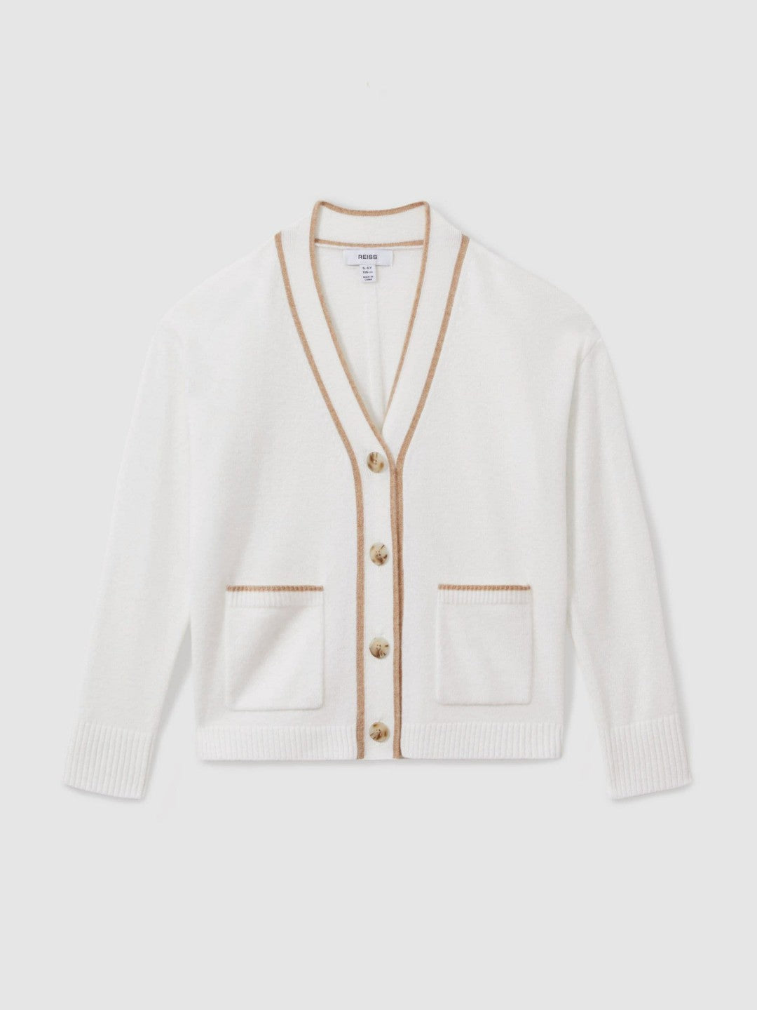 Reiss 4-9 yrs Wool-Blend Stripe-Detail Cardigan With Cashmere in Cream