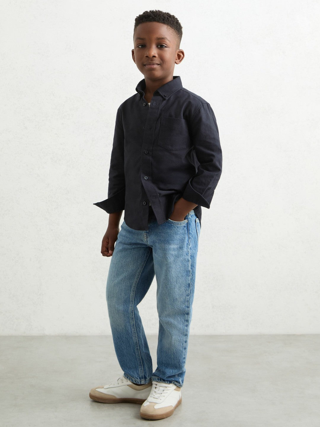 Reiss 3-9 yrs Button Down Oxford Shirt in Navy