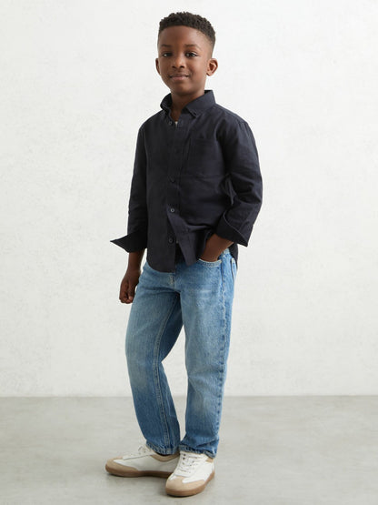 Reiss 9-13 yrs Button Down Oxford Shirt in Navy