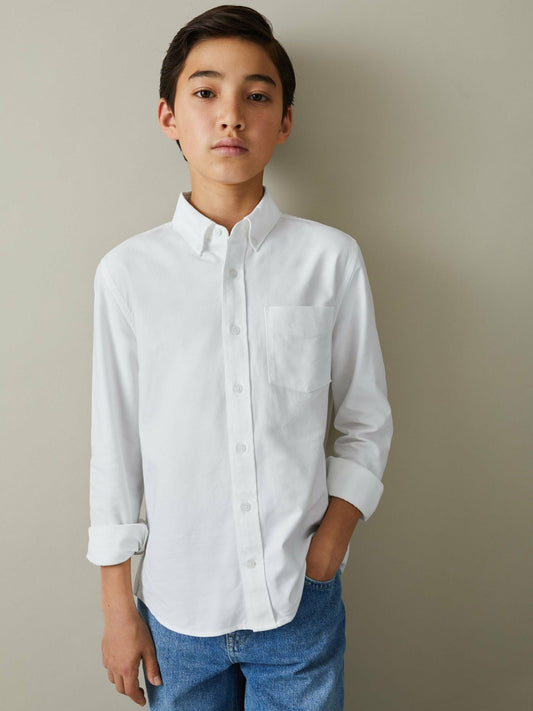 Reiss 9-13 yrs Button Down Oxford Shirt in White