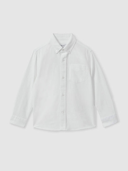 Reiss 9-13 yrs Button Down Oxford Shirt in White