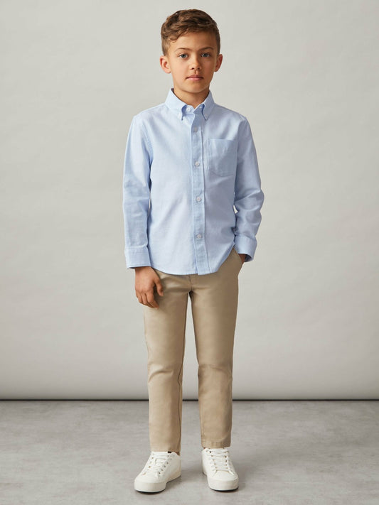 Reiss 9-13 yrs Button Down Oxford Shirt in Soft Blue