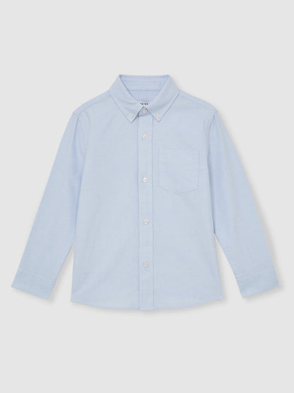 Reiss 9-13 yrs Button Down Oxford Shirt in Soft Blue