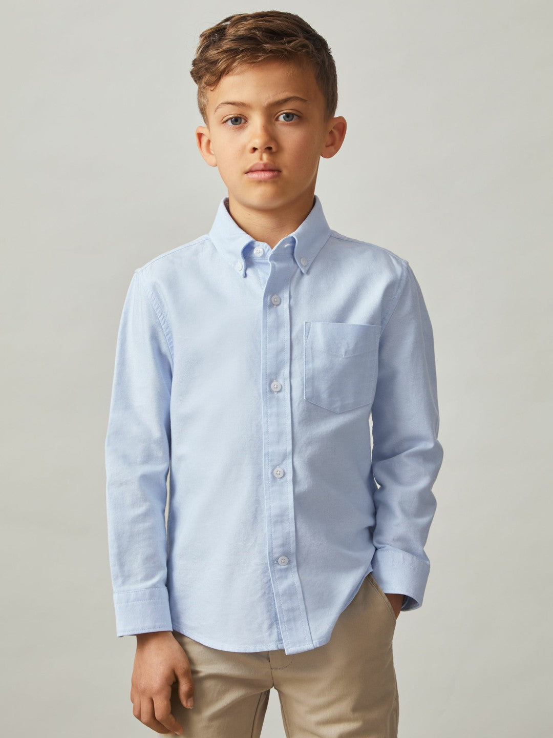 Reiss 9-13 yrs Button Down Oxford Shirt in Soft Blue
