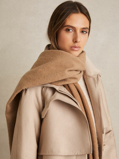 Reiss Wool-Cashmere Scarf in Biscuit
