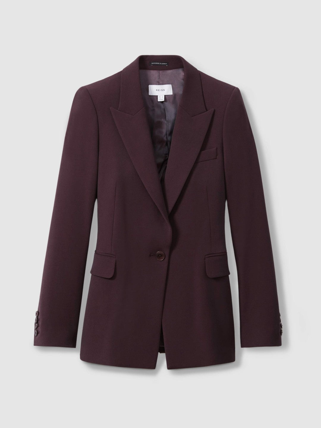 Reiss Petite Tailored Single Breasted Suit Blazer in Berry