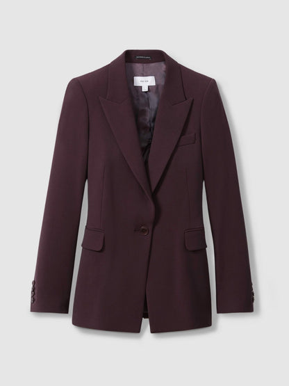 Reiss Petite Tailored Single Breasted Suit Blazer in Berry