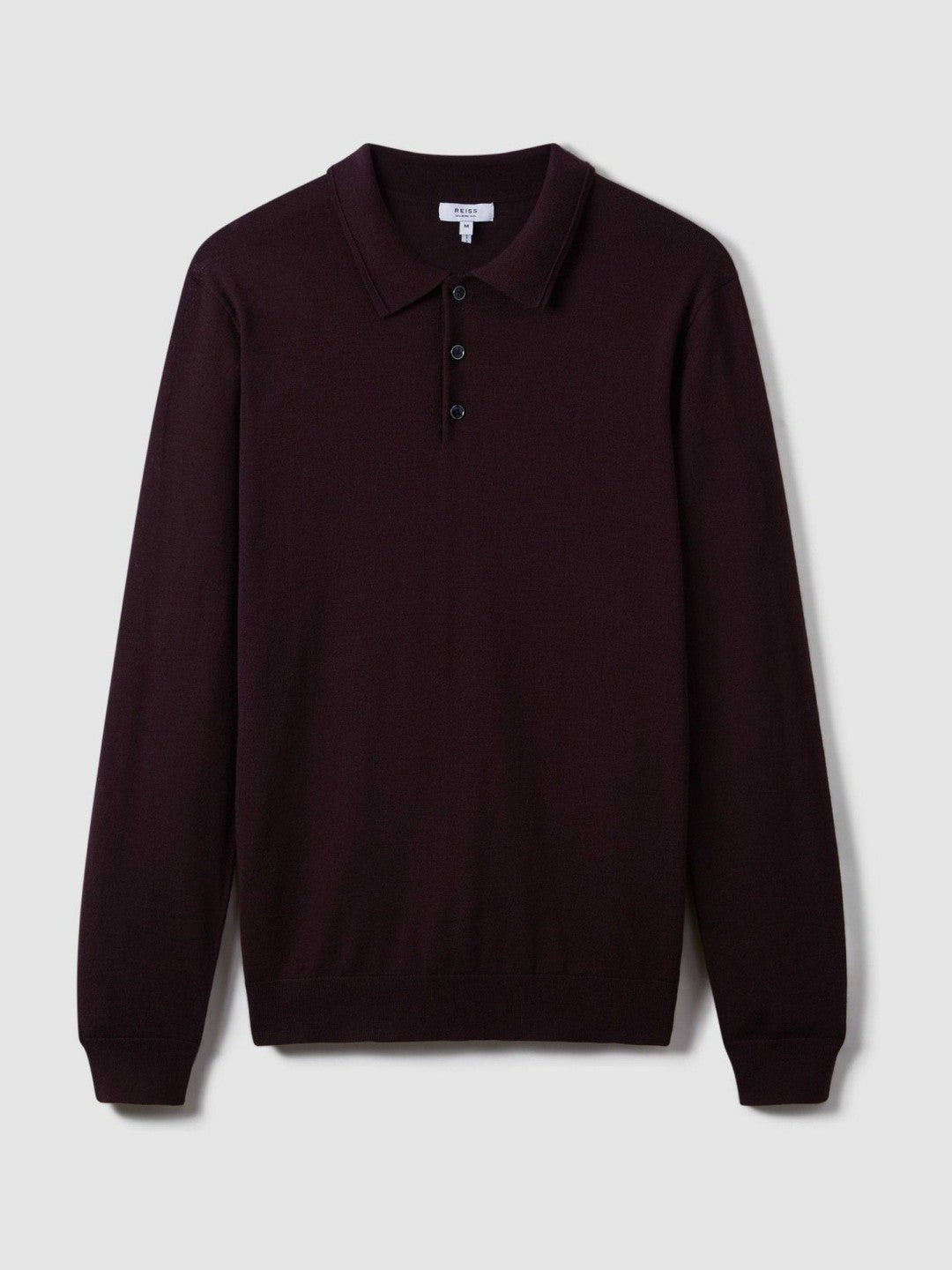 Reiss Merino Wool Polo Shirt in Dark Bordeaux