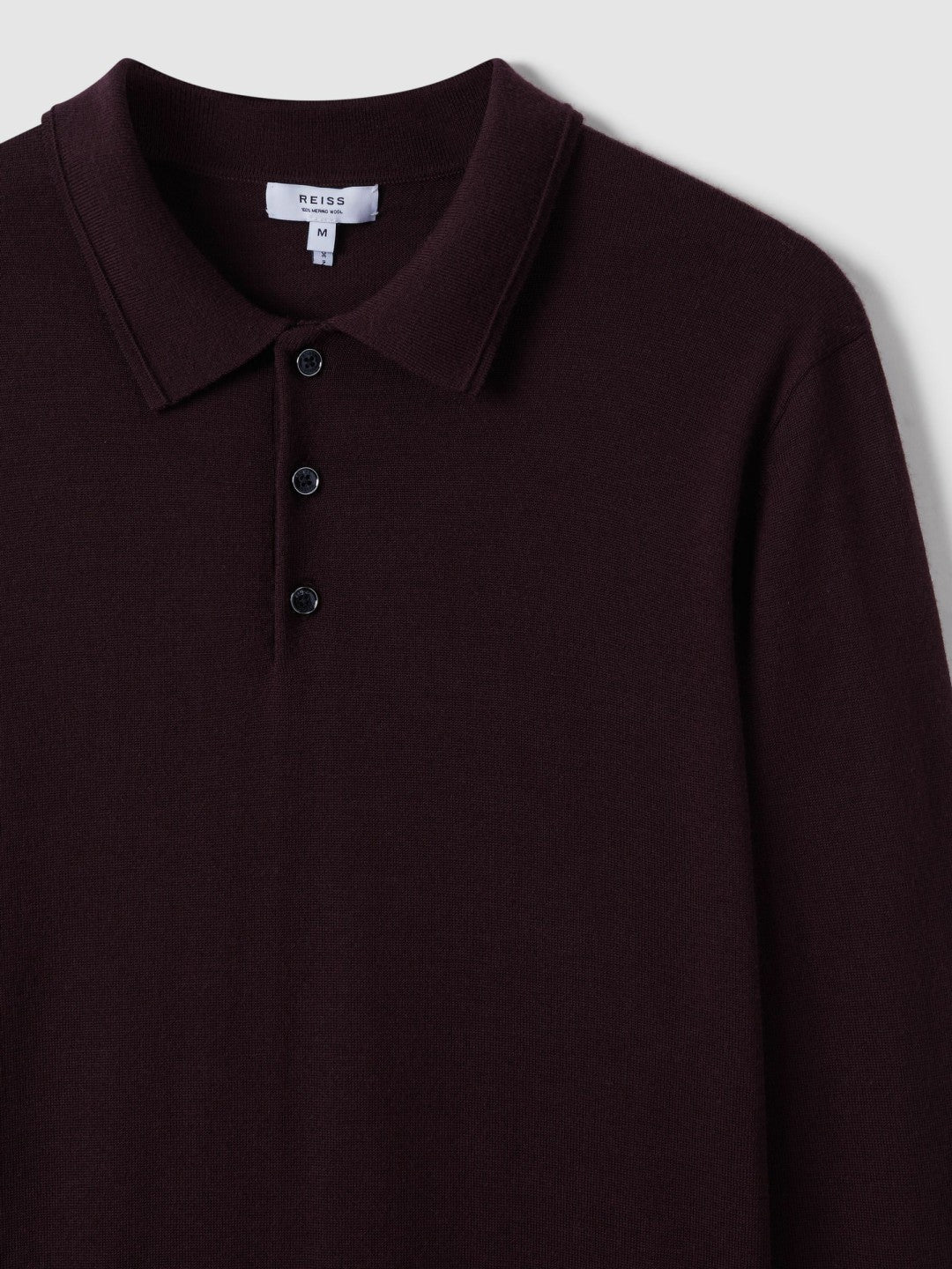 Reiss Merino Wool Polo Shirt in Dark Bordeaux
