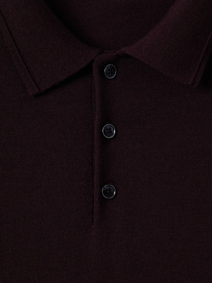 Reiss Merino Wool Polo Shirt in Dark Bordeaux