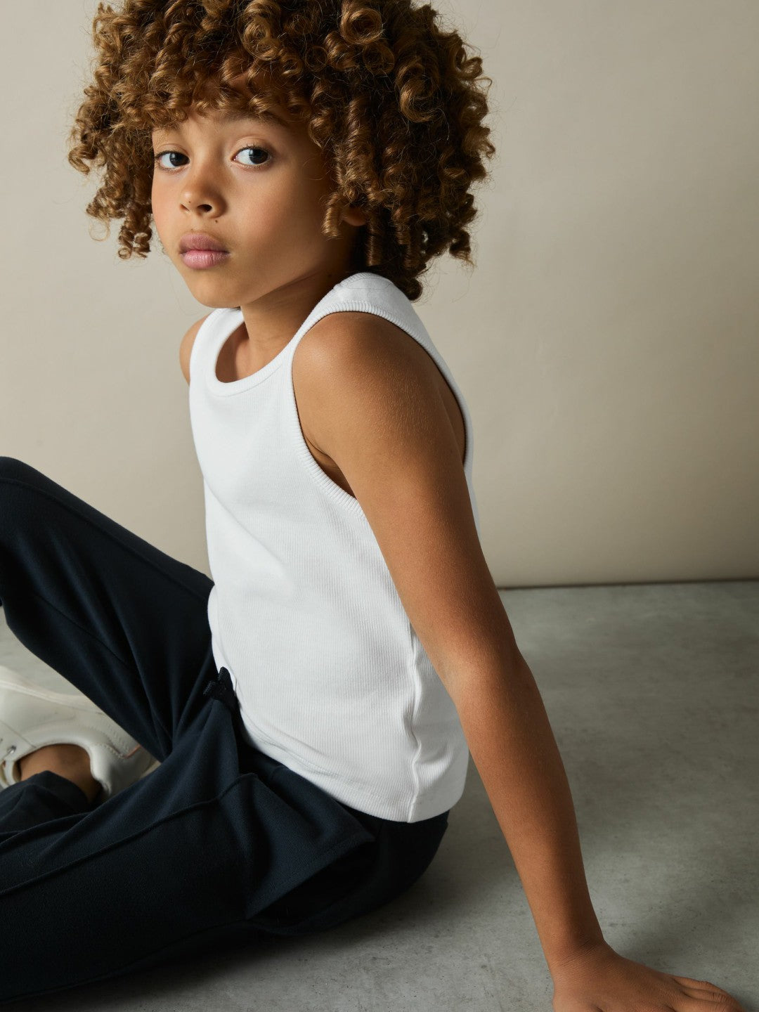 Reiss 3-9 yrs Cotton Stretch Ribbed Vest 3 Pack in White