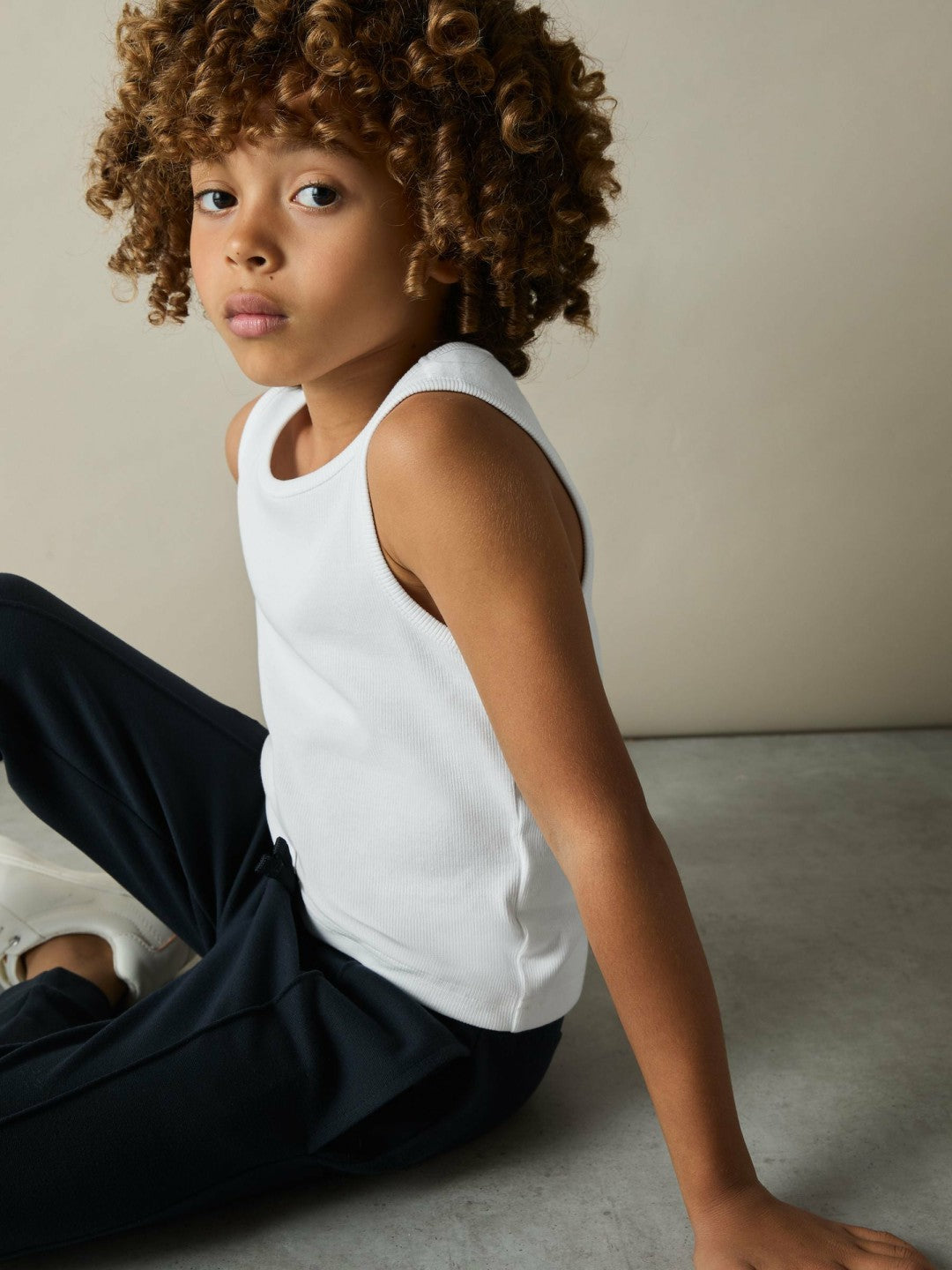 Reiss 9-13 yrs Cotton Stretch Ribbed Vest 3 Pack in White